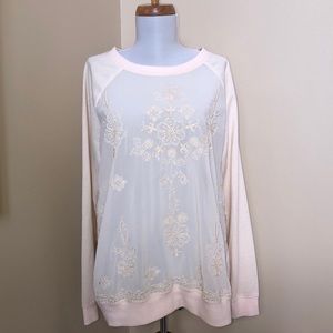 Forever 21 Peach Lace Sweater (1X)